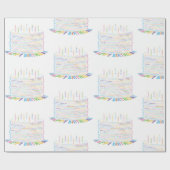 World Word Birthday Cake Wrapper Geschenkpapier (Flach)