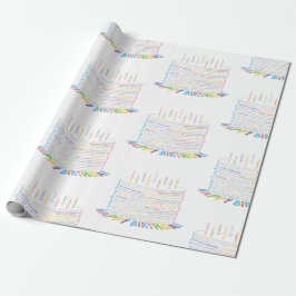 World Word Birthday Cake Wrapper Geschenkpapier