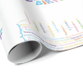 World Word Birthday Cake Wrapper Geschenkpapier (Rolleneckpunkt)