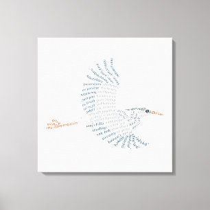 World Word Blue Heron Canvas Print Leinwanddruck