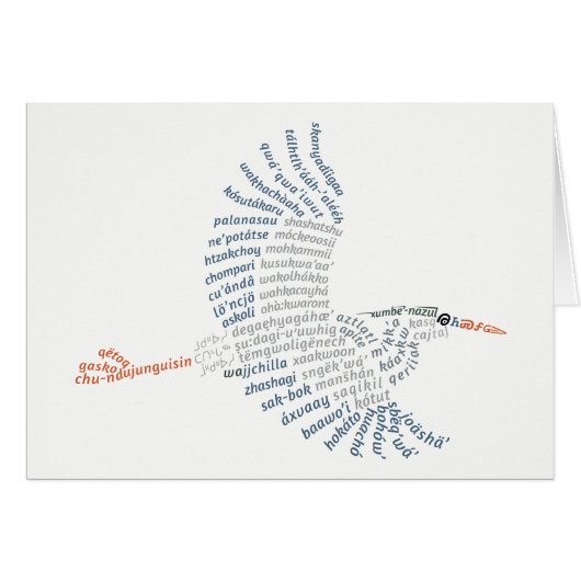 World Word Blue Heron Card (Vorderseite (Horizontal))