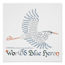 World Word Blue Heron Poster