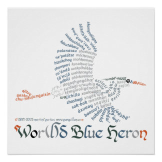 World Word Blue Heron Poster