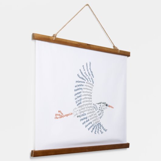 World Word Blue Heron Tapestry Wandteppich Mit Holzrahmen (Gewinkelt)