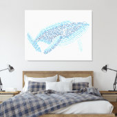 World Word Blue Whale Canvas Print Leinwanddruck (Insitu (Schlafzimmer))