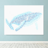 World Word Blue Whale Canvas Print Leinwanddruck (Insitu (Holzboden))