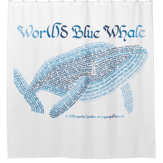 World Word Blue Whale Duschvorhang (Vorderseite)