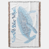 World Word Blue Whale Throw Blanket Decke (Vorderseite Vertikal)