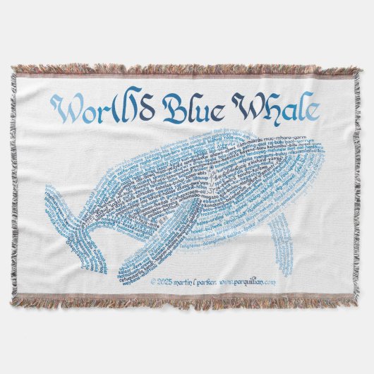 World Word Blue Whale Throw Blanket Decke (Vorderseite)