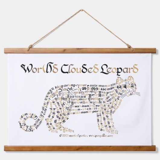World Word Clouded Leopard Tapestes Wandteppich Mit Holzrahmen (Vorne)