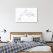 World Word Dolphin Canvas Print Leinwanddruck (Insitu (Schlafzimmer))