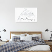 World Word Dolphin Canvas Print - mit Titel Leinwanddruck (Insitu (Schlafzimmer))