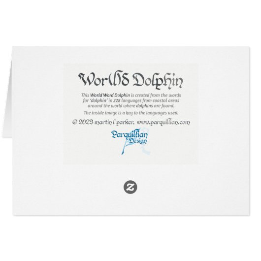 World Word Dolphin Card (Rückseite Horizontal)