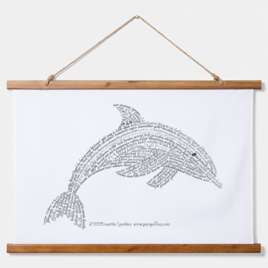World Word Dolphin Tapestry Wandteppich Mit Holzrahmen (Vorne)