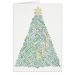 World Word Holiday Tree Card