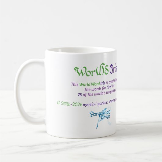 World Word Iris-Tasse Kaffeetasse (Links)