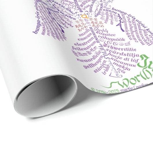 World Word Iris Wrapping Paper Geschenkpapier (Rolleneckpunkt)