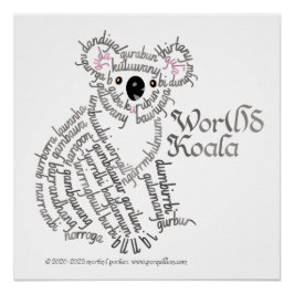 World Word Koala Poster