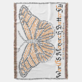 World Word Monarch Butterfly Throw Blanket Decke (Vorderseite Vertikal)