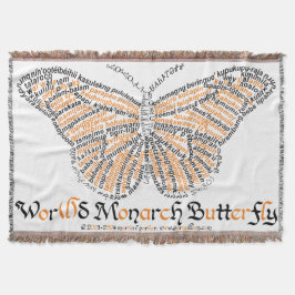 World Word Monarch Butterfly Throw Blanket Decke