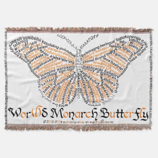 World Word Monarch Butterfly Throw Blanket Decke (Vorderseite)