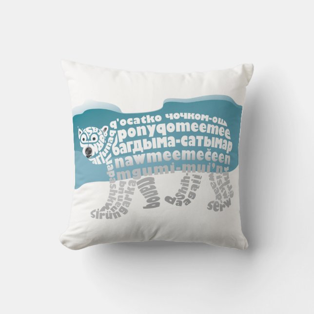 World Word Polar Bear Pillow Kissen (Vorderseite)