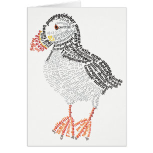 World Word Puffin Card