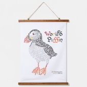 World Word Puffin Tapestry Wandteppich Mit Holzrahmen (Vorderseite)