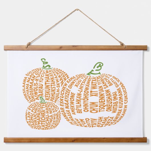 World Word Pumpkins Tapestry Wandteppich Mit Holzrahmen (Vorne)