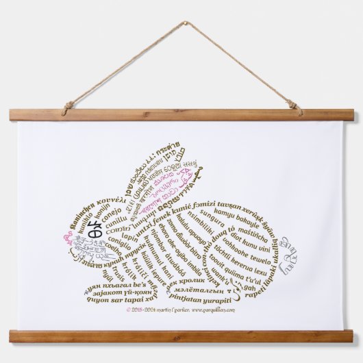 World Word Rabbit Tapestry Wandteppich Mit Holzrahmen (Vorne)