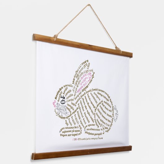 World Word Rabbit Tapestry Wandteppich Mit Holzrahmen (Gewinkelt)