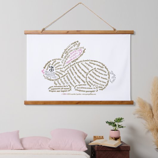 World Word Rabbit Tapestry Wandteppich Mit Holzrahmen (Schlafzimmer)