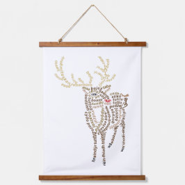 World Word Reindeer Tapestry Wandteppich Mit Holzrahmen