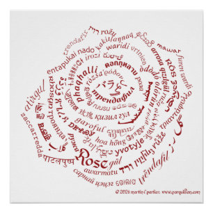 World Word Rose Poster
