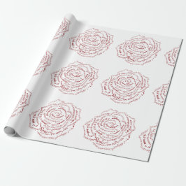 World Word Rose Wrapping Paper Geschenkpapier