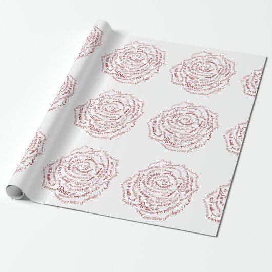 World Word Rose Wrapping Paper Geschenkpapier (Ungerollt)
