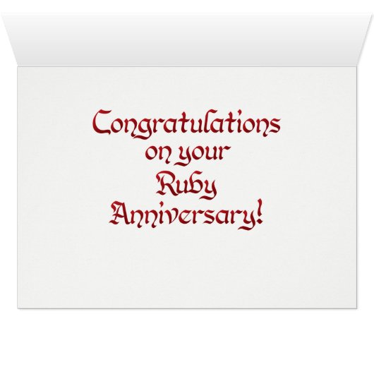 World Word Ruby Jubiläumskarte (Innenansicht Horizontal (Unten))