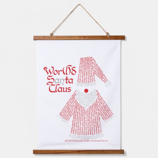 World Word Santa Tapestry Wandteppich Mit Holzrahmen (Vorderseite)