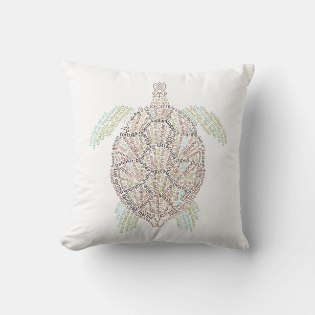 World Word Sea Turtle Pillow Kissen (Vorderseite)