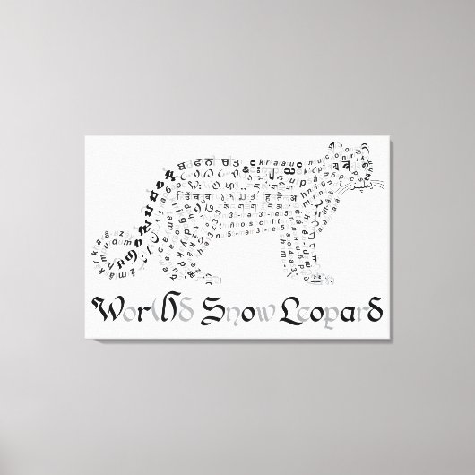 World Word Snow Leopard Canvas Print Leinwanddruck (Vorderseite)