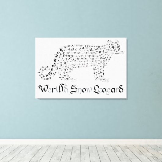 World Word Snow Leopard Canvas Print Leinwanddruck (Insitu (Holzboden))