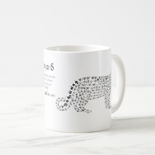 World Word Snow Leopard-Tasse Kaffeetasse (VorderseiteRechts)