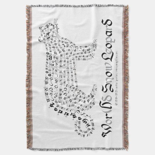 World Word Snow Leopard Throw Blanket Decke (Vorderseite Vertikal)