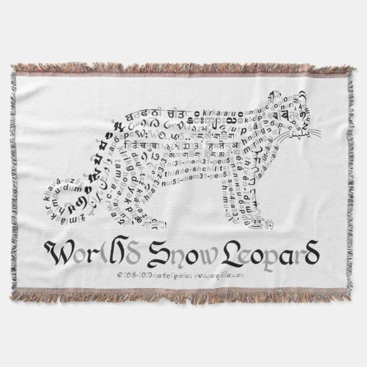 World Word Snow Leopard Throw Blanket Decke (Vorderseite)