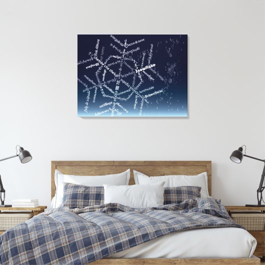 World Word Snowflake Canvas Print Leinwanddruck (Insitu (Schlafzimmer))