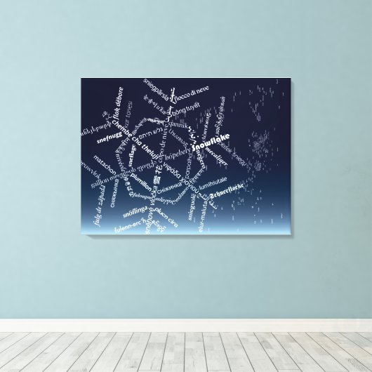 World Word Snowflake Canvas Print Leinwanddruck (Insitu (Holzboden))