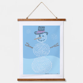 World Word Snowman Tapestry Wandteppich Mit Holzrahmen