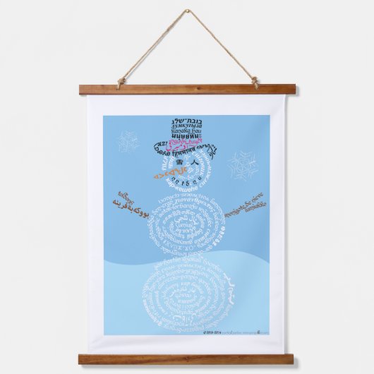 World Word Snowman Tapestry Wandteppich Mit Holzrahmen (Vorderseite)