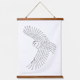 World Word Snowy Owl Tapestes Wandteppich Mit Holzrahmen