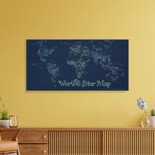 World Word Star Map Canvas Print Leinwanddruck (Insitu (Wohnzimmer))